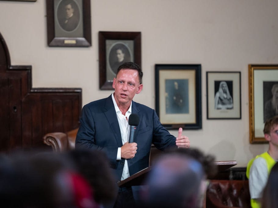 Peter Thiel was trapped inside a student debating hall by pro-Palestine protesters accusing him of genocide