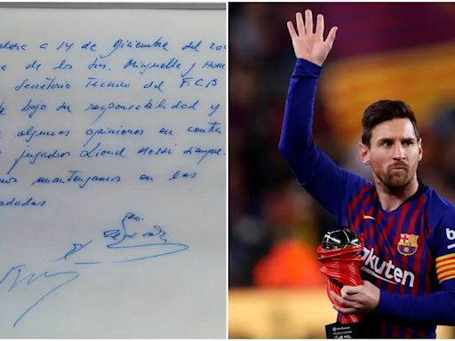 Pagaron una FORTUNA: subastaron la servilleta en la que Lionel Messi firmó su primer contrato con el Barcelona