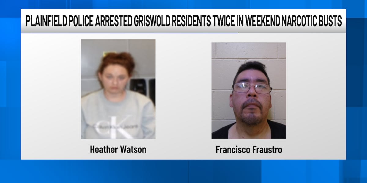 Plainfield police arrested Griswold residents twice in weekend narcotic busts