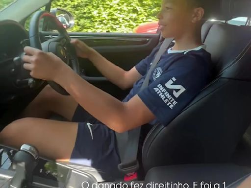 Watch Thiago Silva’s son Iago, 13, drive Porsche as mum Belle films Chelsea ace