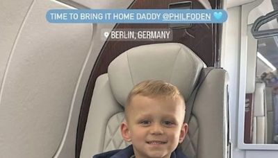 "Time to bring it home daddy": Phil Foden's son Ronnie shows off his new haircut as he boards plane for Euro 2024 final