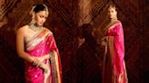 ...Alia Bhatt Steals The Show In A 'Century Old' Woven Saree At Anant Ambani And Radhika Merchant's Wedding Ceremony...