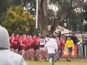 Shocking moment thugs storm pitch and throw punches