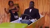 Watch as late cabbie's bpsy propped up in TAXI at his funeral in Ghana
