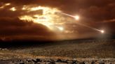Epic video shows flaming rocket debris streaking across the night sky