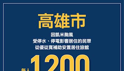 領補助！風災導致停水停電受災戶 高市府提供每晚可獲1200元/人住宿補助