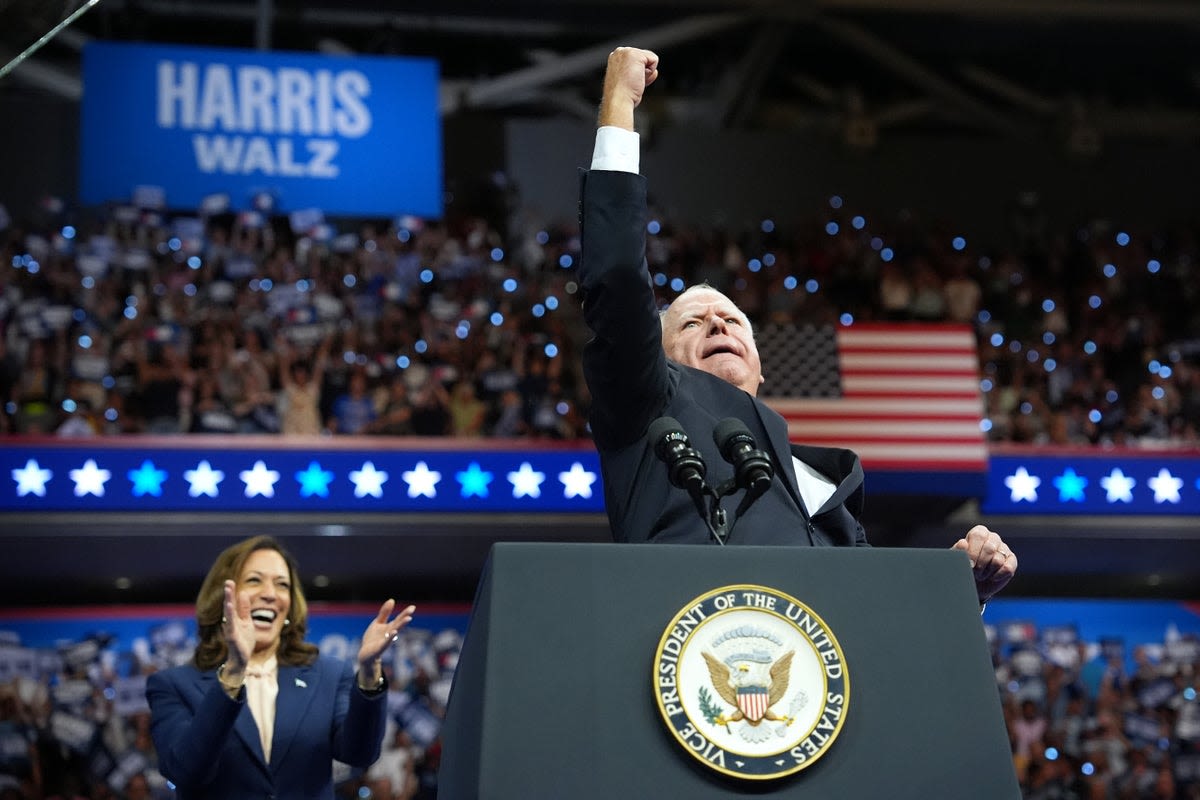 Tim Walz LIVE: Harris’s VP pick uses first speech to condemn ‘creepy and weird’ Trump and Vance