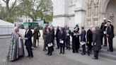 Exit shots of the Duke of Edinburgh after attending Anzac Day commemoration