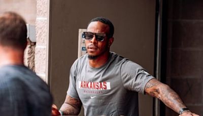 Monte Harrison putting pads on 10 years later at Arkansas