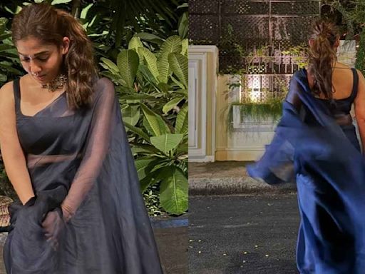 Nayanthara teaches us how to elevate basics in a dark blue sheer saree look