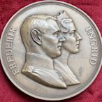 1935年丹麥王子弗里德里克結婚紀念銅章，直徑60mm，重量【店主收藏】13371