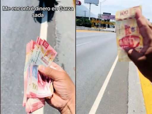 ¡Tuvo un golpe de suerte! Motociclista se encuentra decenas de billetes en la calle