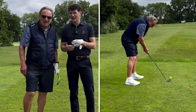 Fans sickened by Neil Warnock's awkward gaffe as he plays golf with his son