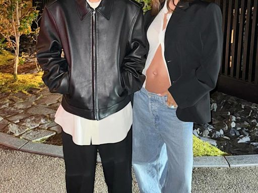 Pregnant Hailey Bieber Bares Her Bump in Unbuttoned Top