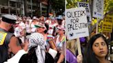 Moment Pro-Palestine protesters clash with Pride parade