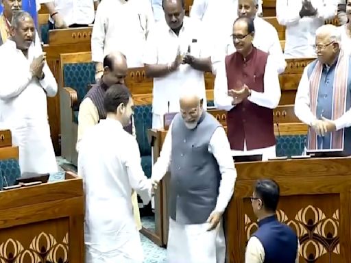 PM Modi Shakes Hands With Rahul Gandhi In Parliament; Video Goes Viral