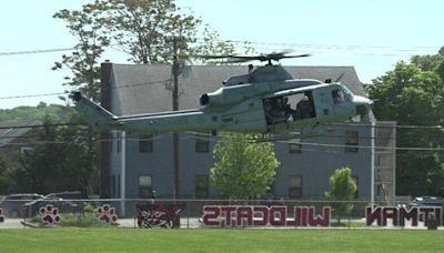 US Marines land at Walt Whitman High School as part of Memorial Day weekend celebration
