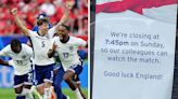 County Durham and Darlington shops to close early for England's Euro 2024 final