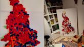 Couple create election map covered in red pom poms after tracking results