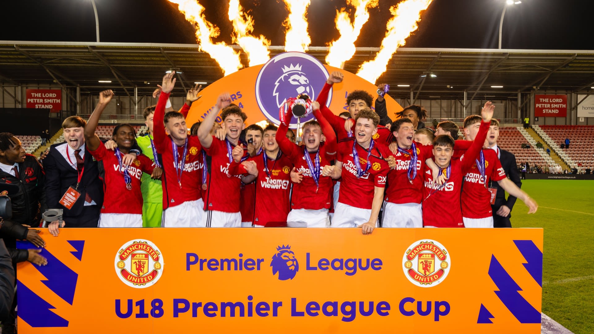 Man Utd U18s win league and cup double in front of Wayne and Coleen Rooney