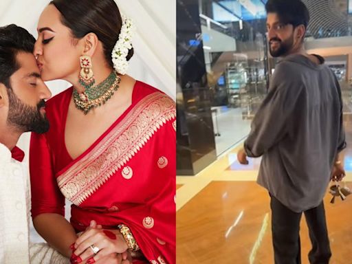 Sonakshi Sinha shares video of husband Zaheer Iqbal holding her sandals, calls him the ’greenest flag ever’