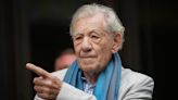 Sir Ian McKellen having physiotherapy as he takes break from play after fall