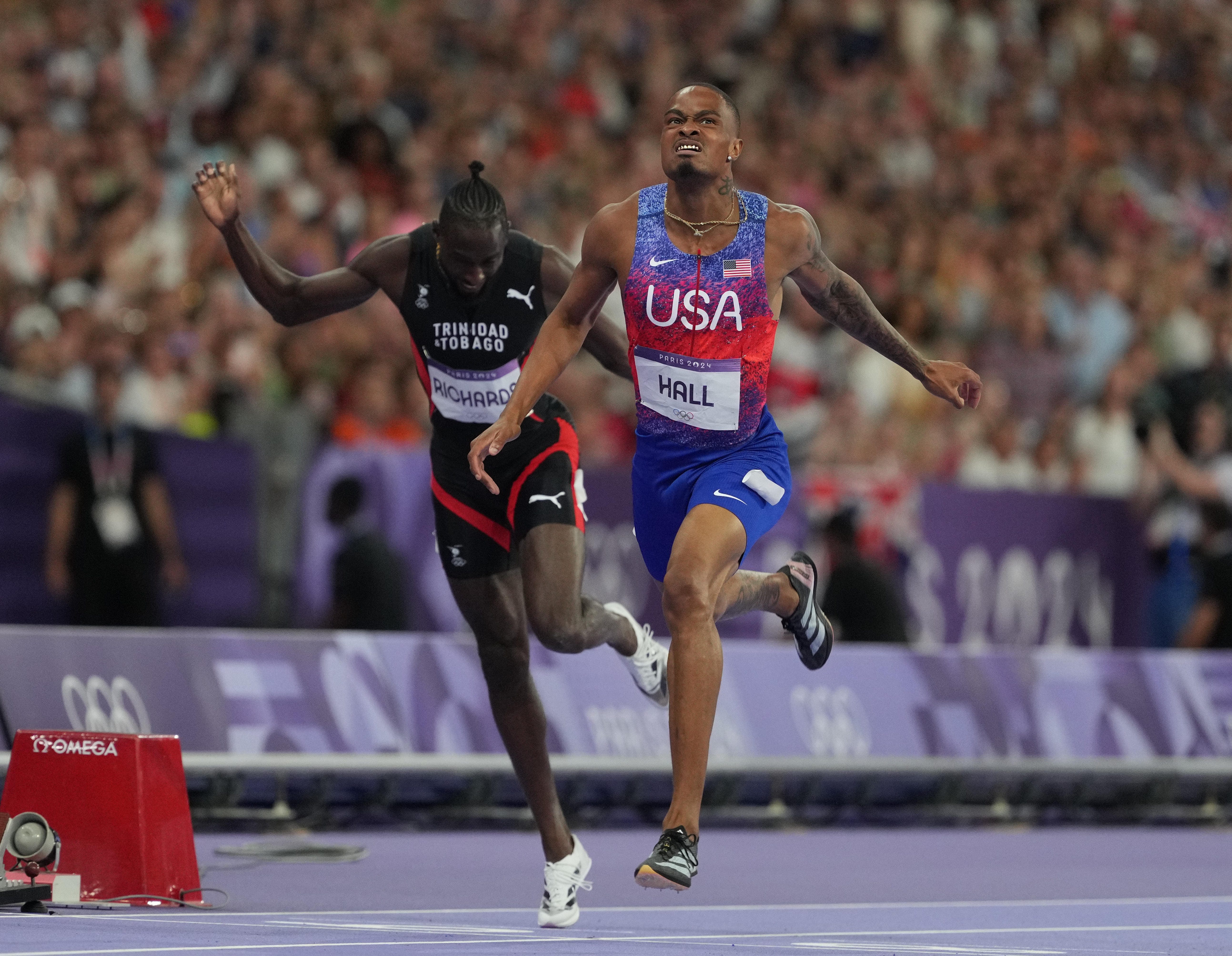 USA's Quincy Hall wins gold medal in men’s 400 meters with spectacular finish