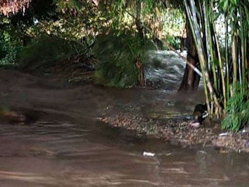 Río Cantarranas incrementa en Atlixco y casi arrastra a una familia