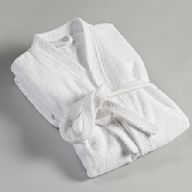 A cozy robe made with plush materials such as fleece or sherpa. Provides warmth and comfort during cooler seasons or after a bath or shower.