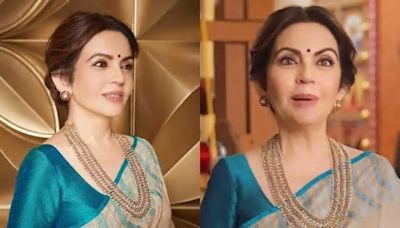 Nita Ambani Stuns In A 'Sujani' Bhagalpuri Silk Saree With A 'Guttapusalu' Necklace At NMACC Gala