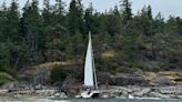 Empty sailing boat found off B.C. island, man rescued after 4 hours in water