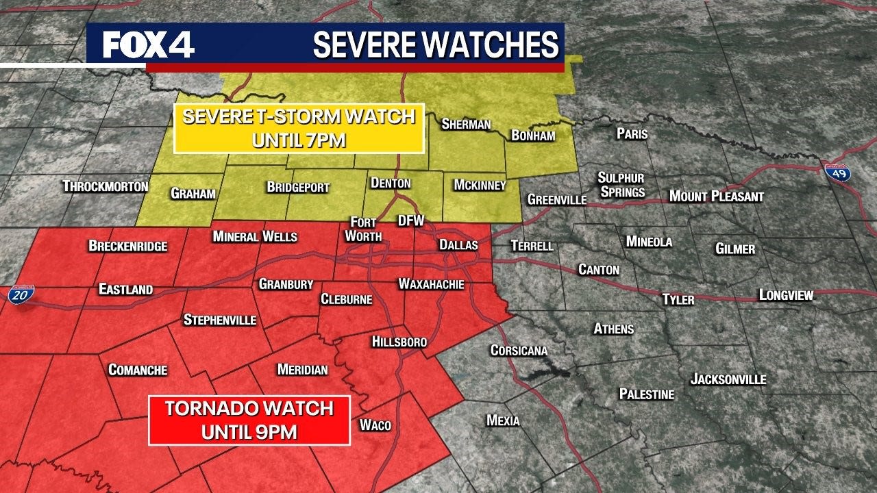 Dallas Weather: Tornado Watch issued until Thursday night