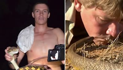 Influencers facing $464,400 fines for copying Steve Irwin photo 'trend' with world's deadliest snake