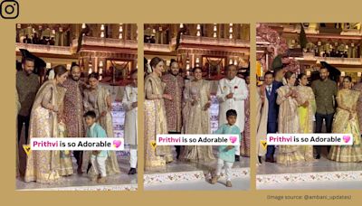 At Anant Ambani-Radhika Merchant’s wedding reception, little Prithvi greets guests. Watch adorable video