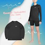 Nike 防曬衣 Essential Hydroguard Swim Shirt 女款 黑 長袖 抗UV 快乾 NESSA386-001