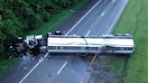 Tanker overturns in Columbia, spilling 4,000 gallons of fuel