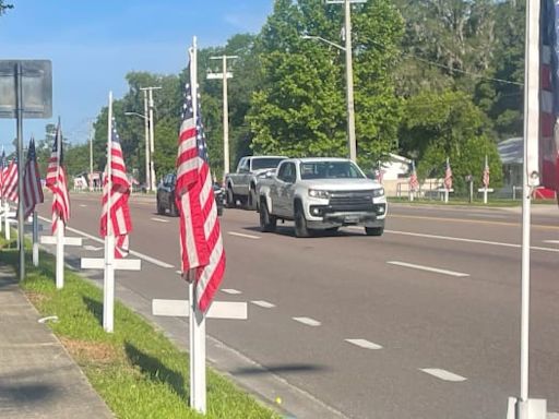 880 crosses honoring veterans, fallen heroes line Baker County streets ahead of Memorial Day