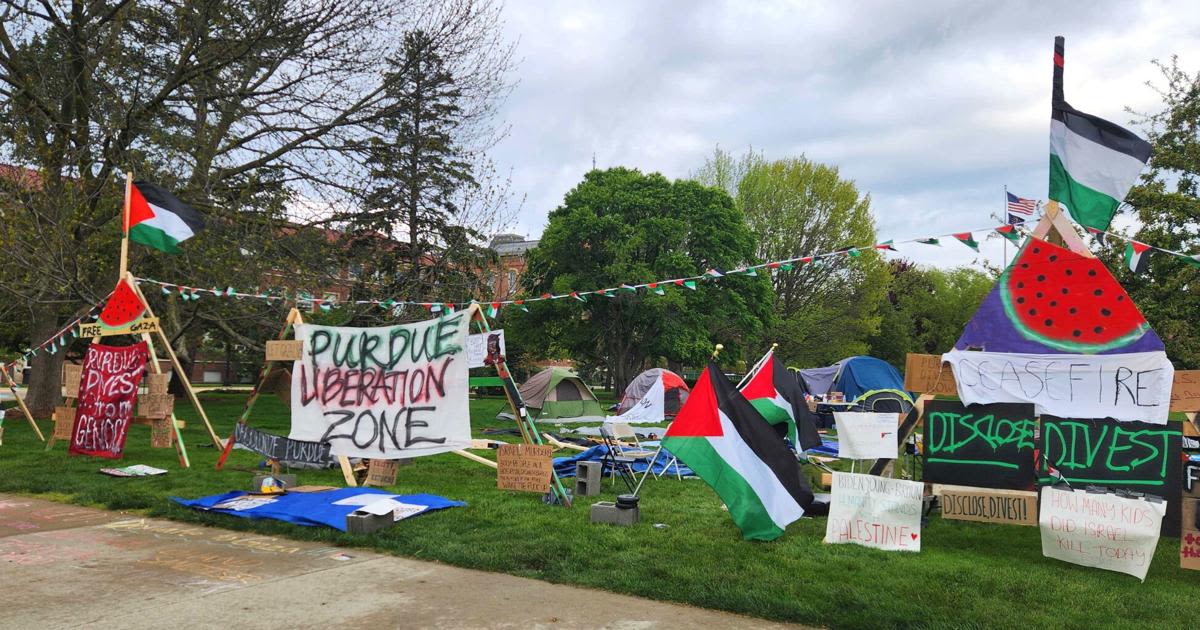 'Purdue Liberation Zone' faces limited police, continues to day 3