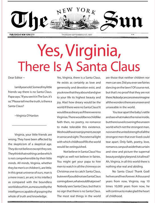 Journal: Yes, Virginia, there is a Santa Claus.