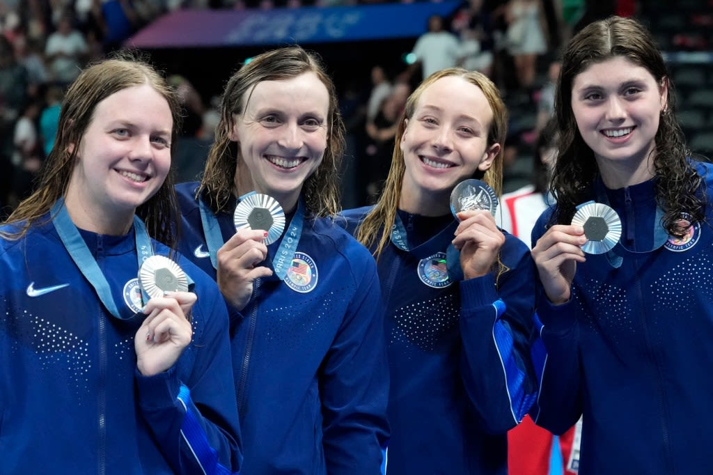 Team USA’s Katie Ledecky wins historic 13th Olympic medal with silver in 4×200 freestyle relay