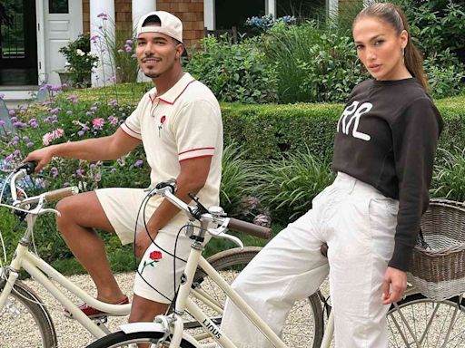 Jennifer Lopez Rocks Stylish Summer Look While Biking in the Hamptons with Friend Stevie Mackey