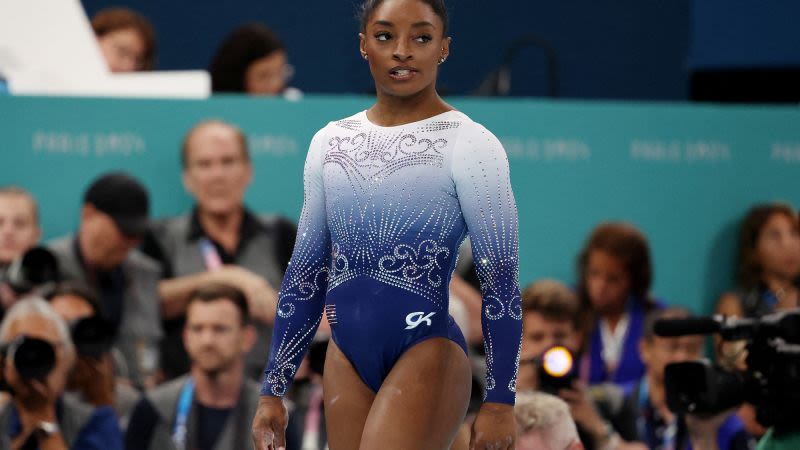 Simone Biles slips off the balance beam and fails to win gold for the first time in Paris