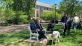 Missouri Student Association dedicates memorial bench for Harlan the dog in Peace Park