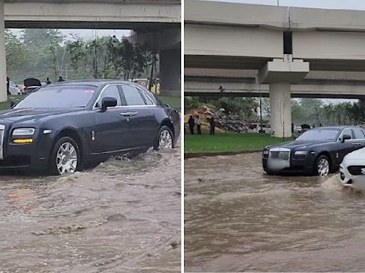 Viral video: Rolls-Royce Ghost stranded in Delhi floods, Internet says 'Alto lelo'