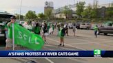 Athletics’ fans protest against the teams move out of Oakland at Sutter Health Park