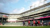 Broncos players participate in the UCHealth, "Healthy Swings," home run derby