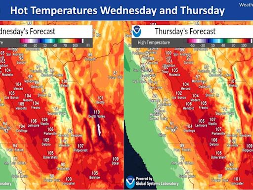 Weather Service Announces an Excessive Heat Watch for the San Joaquin Valley, lower Sierra Nevada Foothills, and the Kern County Desert Floor for Wednesday and Thursday of Next Week (June...