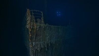 The wrecked shell of the Titanic is falling apart on the ocean floor