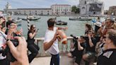 Tom Brady throws football at Venice's iconic Grand Canal
