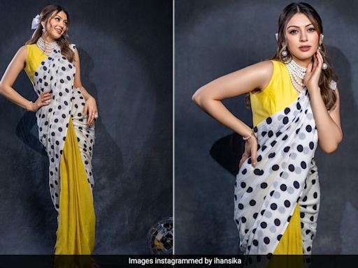 Hansika Motwani Was A Whole Vibe With A Retro Touch In Her Polka Dot Saree